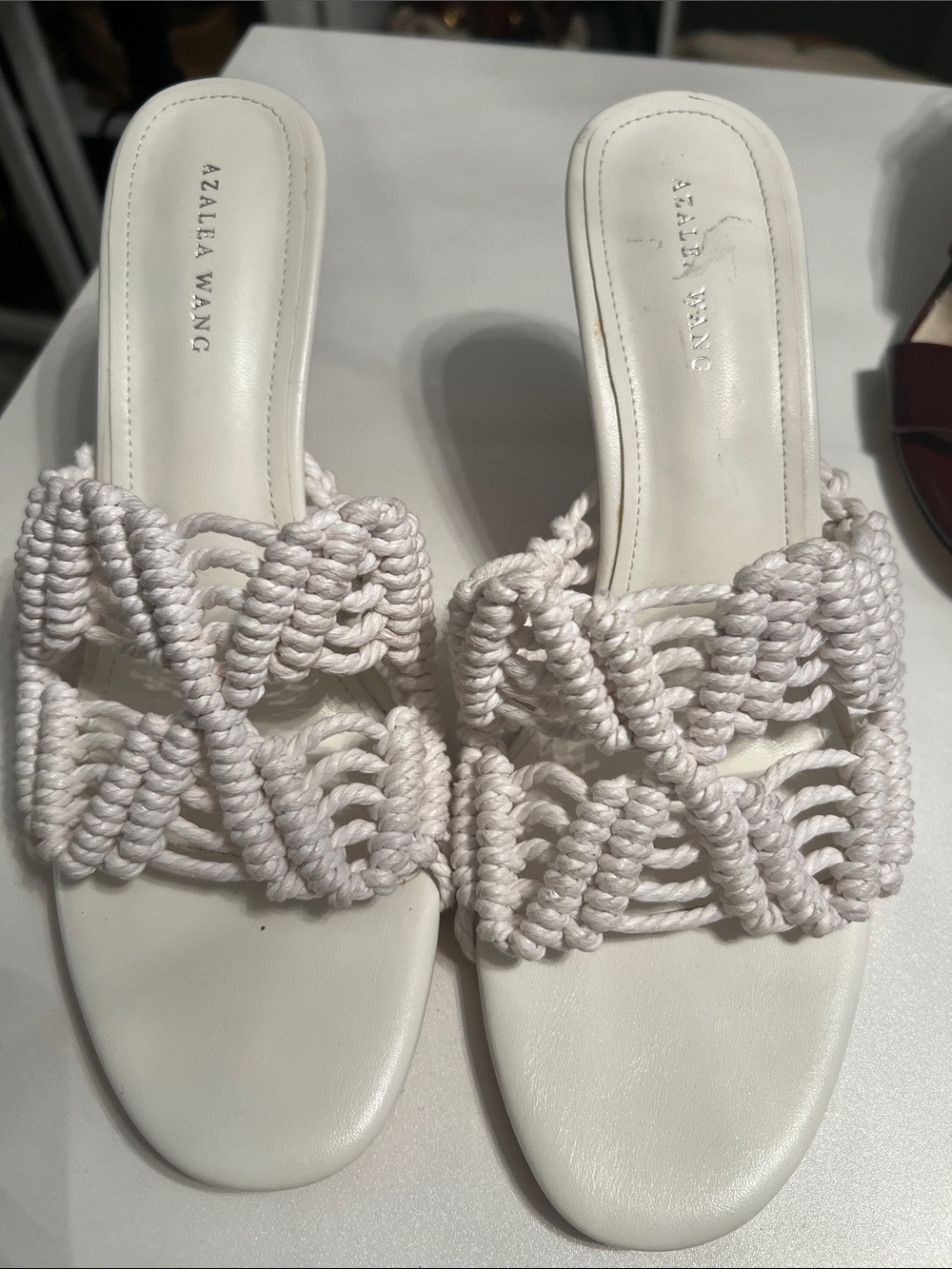 Azaela Wang White Braided Slide Mules
